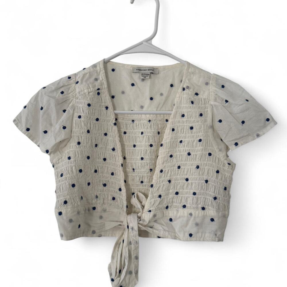 American Eagle 90s coquette babydoll boho festival polka dot tie top size XS